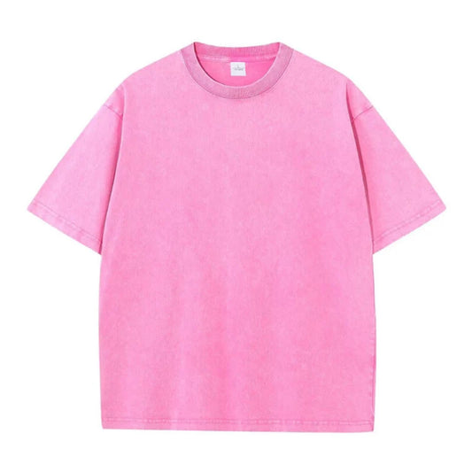 100% Cotton 230G Vintage Snowflake Point Solid Color T-Shirts for Men/Women Short Sleeve Washed Street Hip Hop Tshirts