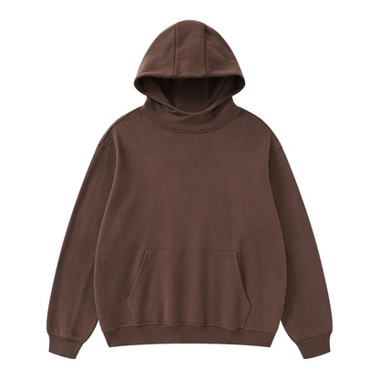 Custom Logo Embroidery Washed Vintage OEM/ODM Men's Autumn/Winter Long Solid Color Oversized Fleece Hooded Sweatshirt With Pocket