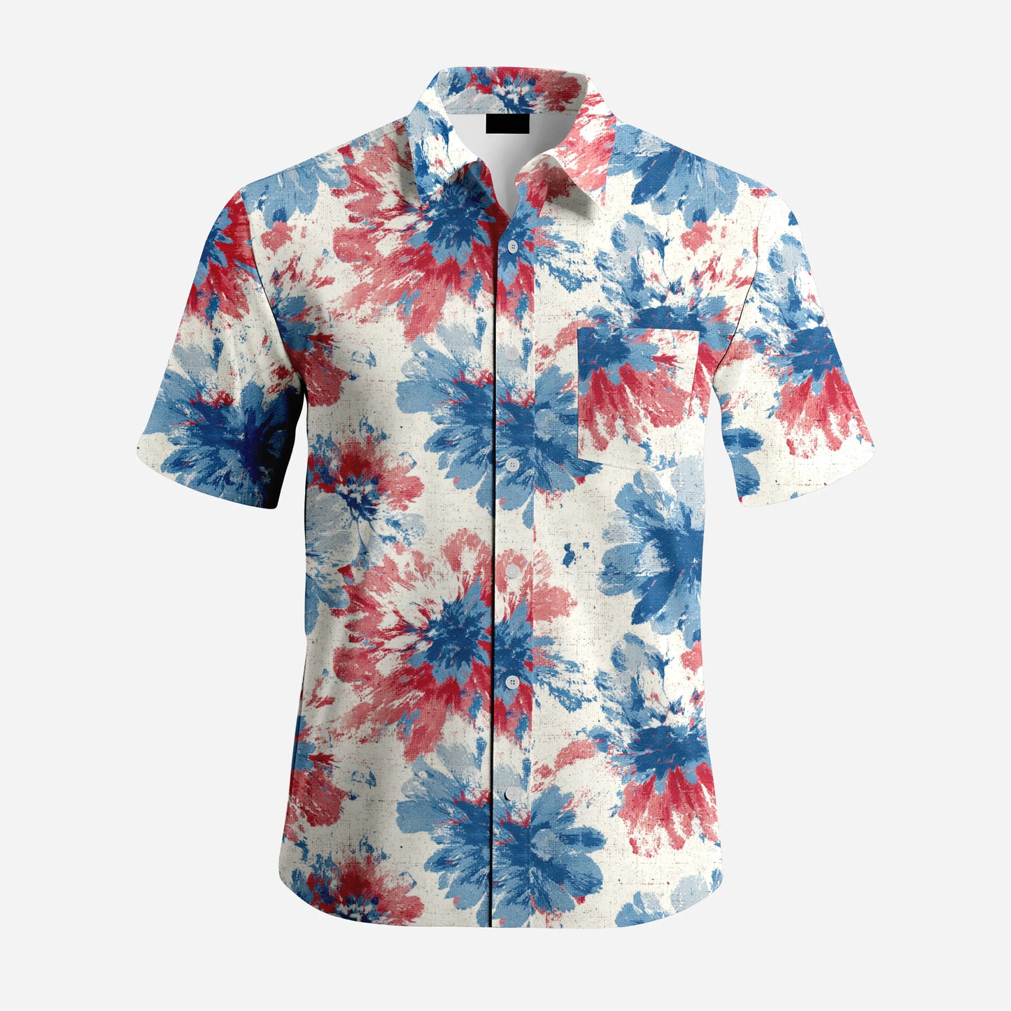 Men's Hawaiian Shirt Print Loose Fit Short Sleeve Casual Button Down Holiday Beach Shirt with Pocket for Summer