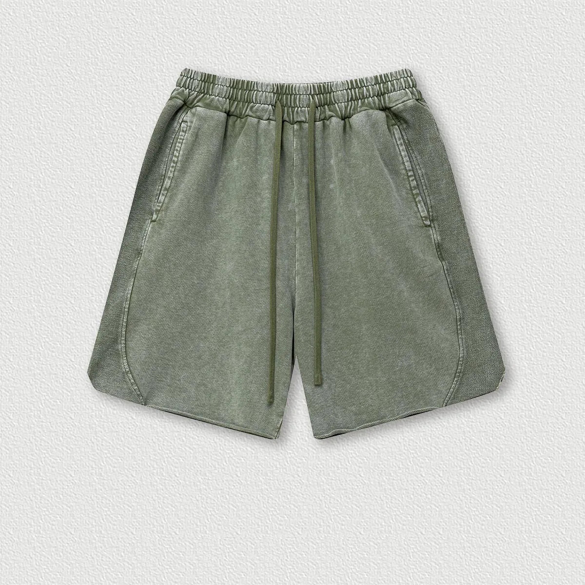 330G 100% Cotton Custom logo High Street Batik Washed Old Men's Shorts Loose Mid-Pants Men Fashion Brand Casual Shorts