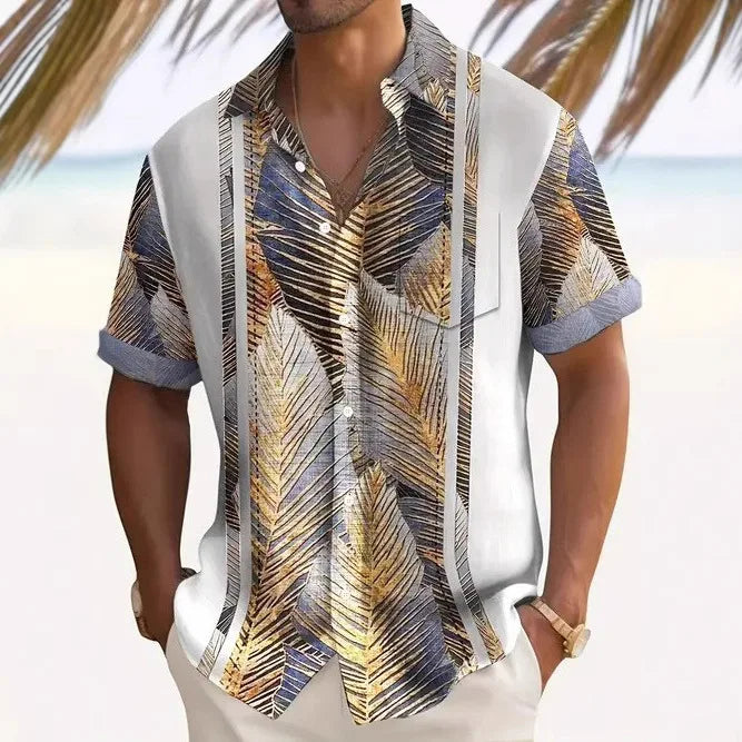 2026 Summer New Hawaiian Floral 3D Digital Printed Polyester Casual Loose Fit Youth Pop Turn-down Collar Men's Shirt