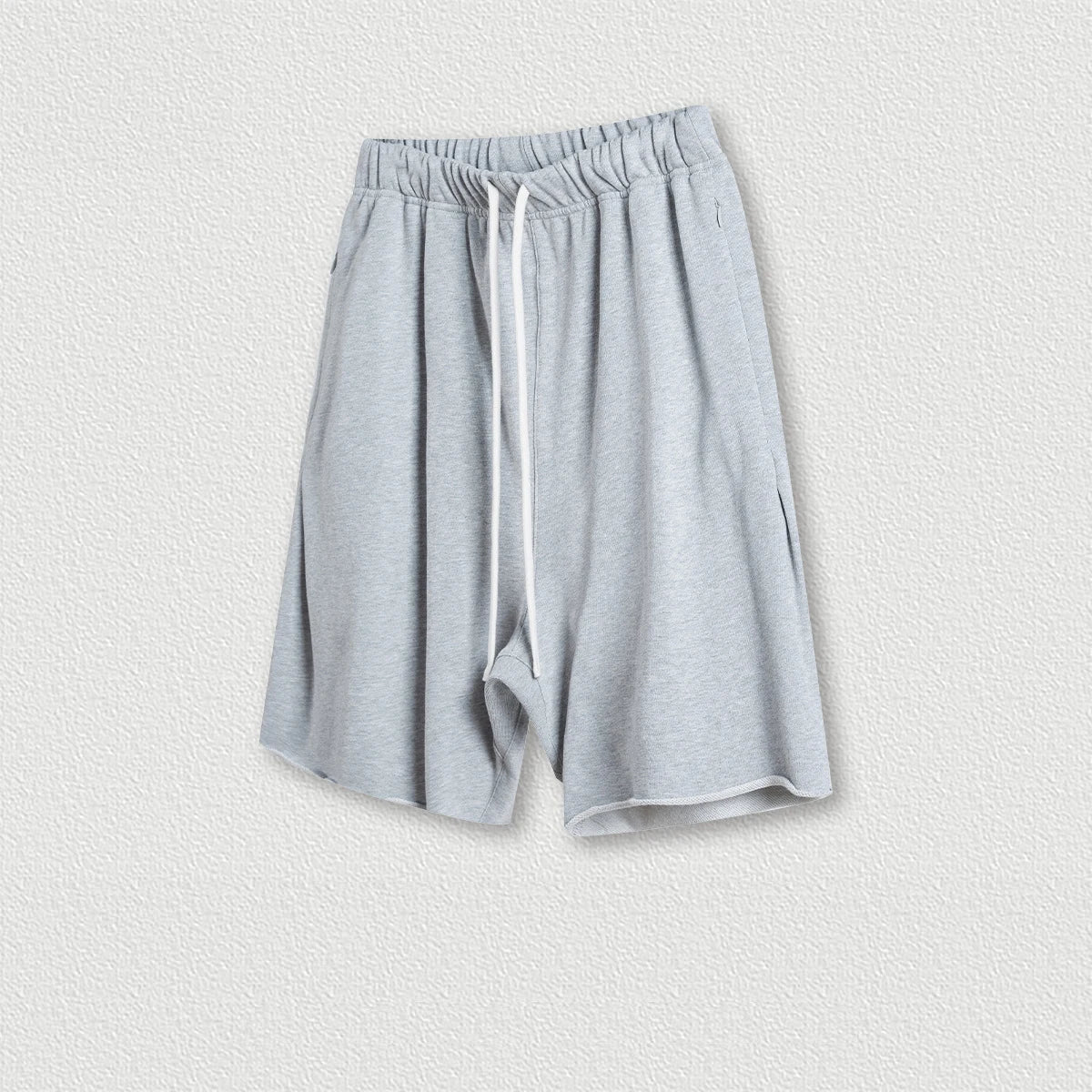 410G 100% Cotton Custom Logo Fashion Brand Retro High Street Loose Edge Shorts Summer Casual  Men's Sports Washed Shorts