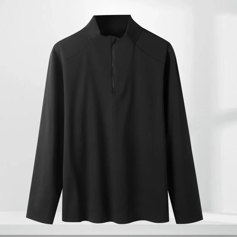 Custom LOGO Heavy Quality New Long Sleeve Zipper Fitting Casual Style POLO Shirt Autumn Men's Golf Shirt for Man