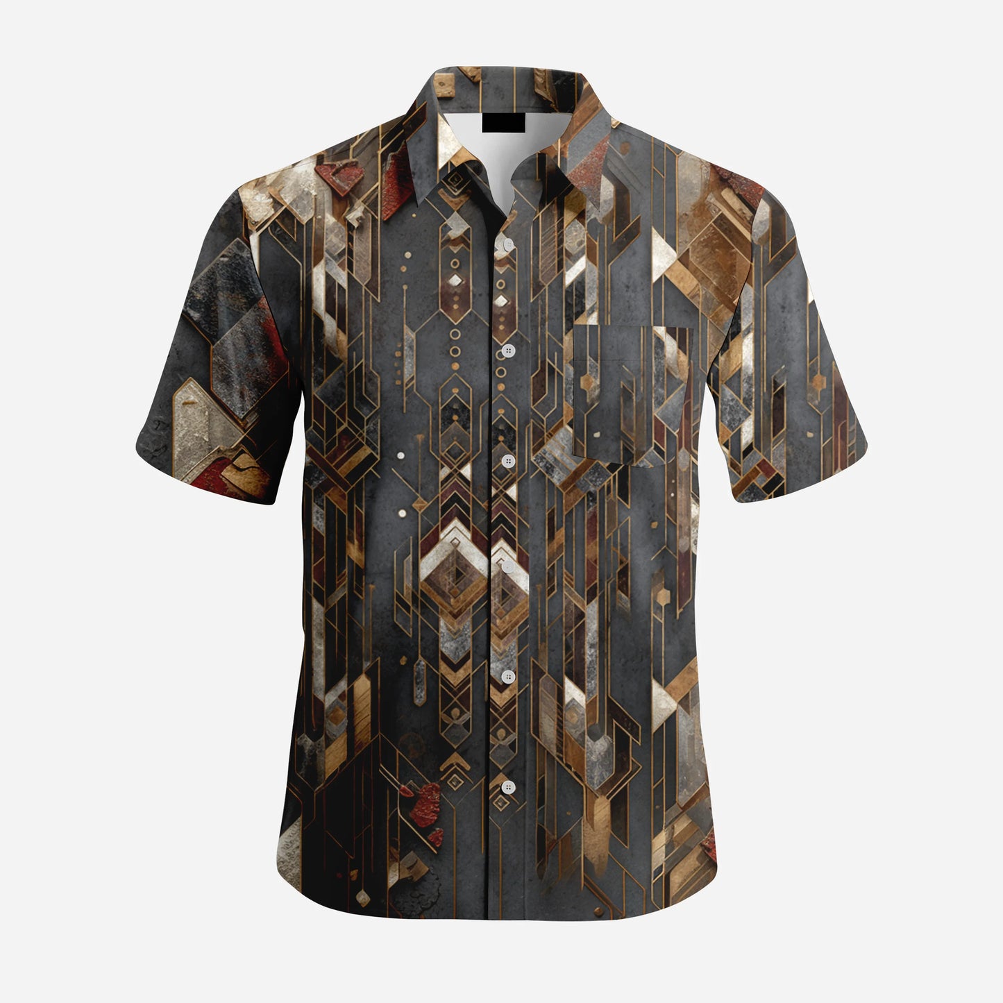 Men's Hawaiian Shirt Print Loose Fit Short Sleeve Casual Button Down Holiday Beach Shirt with Pocket for Summer