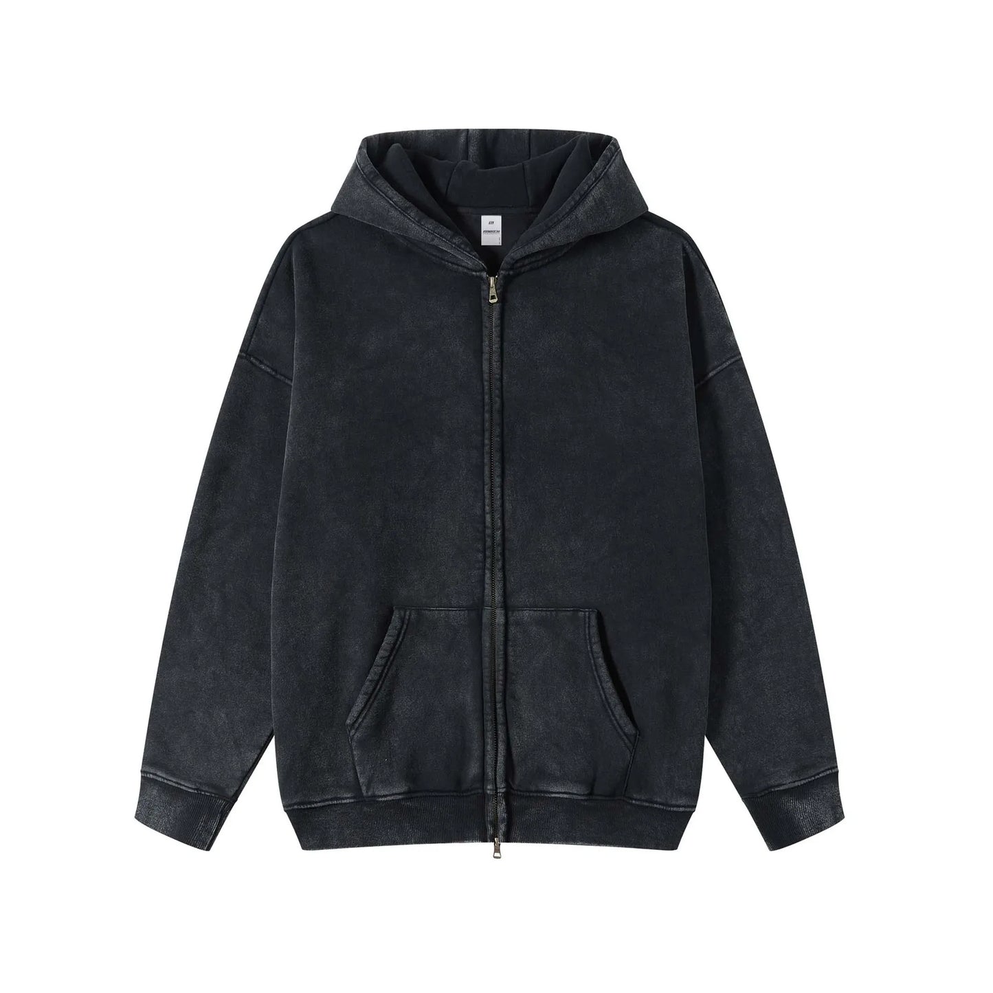Custom Logo Embroidered Zipper OEM/ODM Men's Autumn/Winter Long Solid Color Oversized Fleece Hooded Sweatshirt Pocket Waterproof