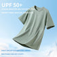 Breathable Quick Dry Anti-UV O-Neck Knitted Front Logo Pullover T-Shirt Short Sleeve High Solid Color Simple Casual Sports Style