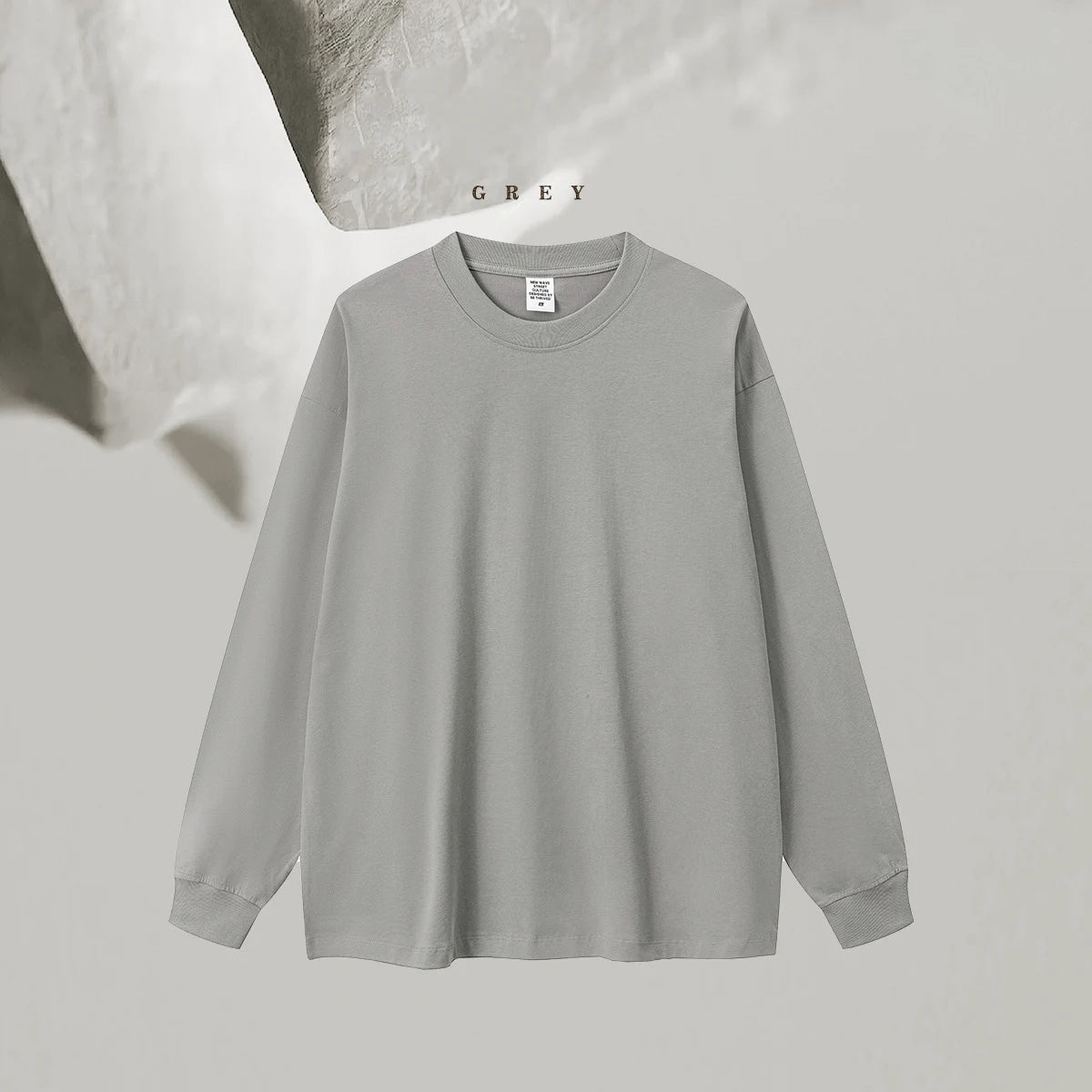 225 Grams 100% Cotton Heavy Weight Loose Fit Sports Basic 5A Antibacterial Functional Long-sleeved T-shirt for Men