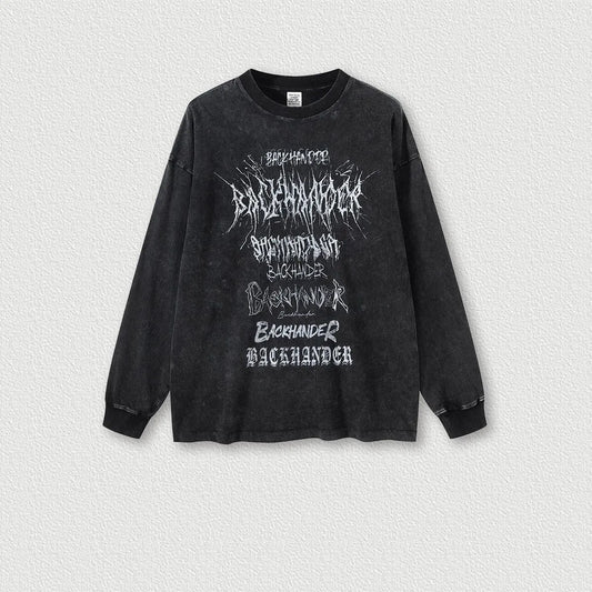 270G 100% Cotton Washed Custom Logo American Street Buyer Shop Loose Washed High Quality Long Sleeve T-shirt Men