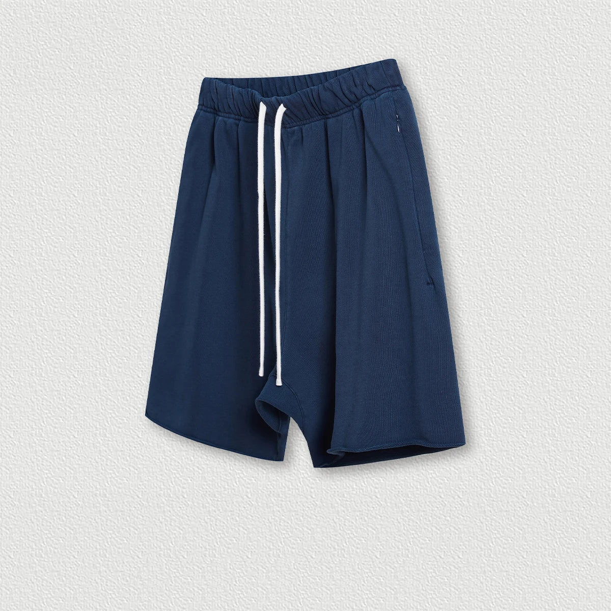 410G 100% Cotton Custom Logo Fashion Brand Retro High Street Loose Edge Shorts Summer Casual  Men's Sports Washed Shorts