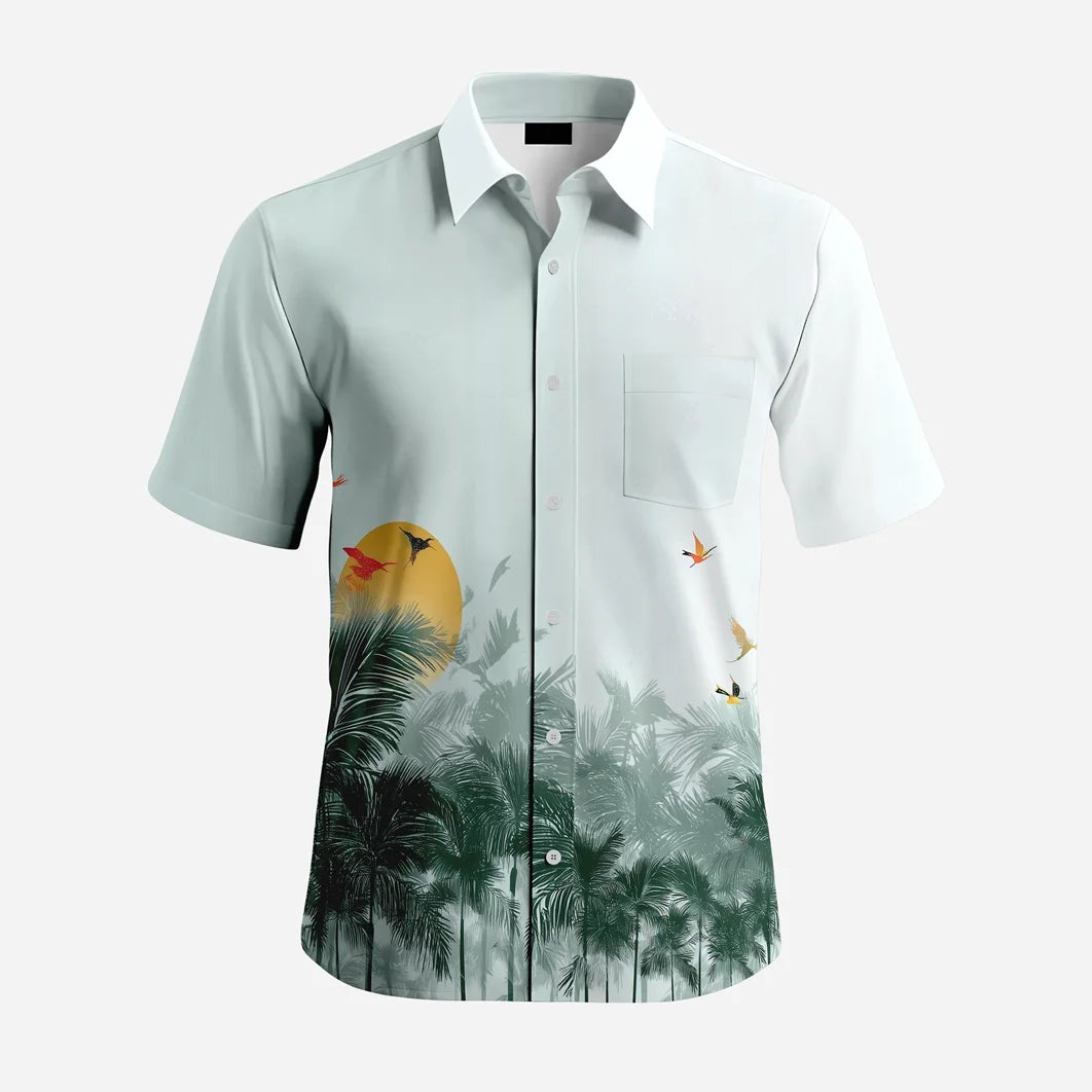 New Summer Fashion Custom Floral Printed Mens Hawaii Beach Shirt Short Sleeve Digital Printing Casual Men's Hawaiian Shirt