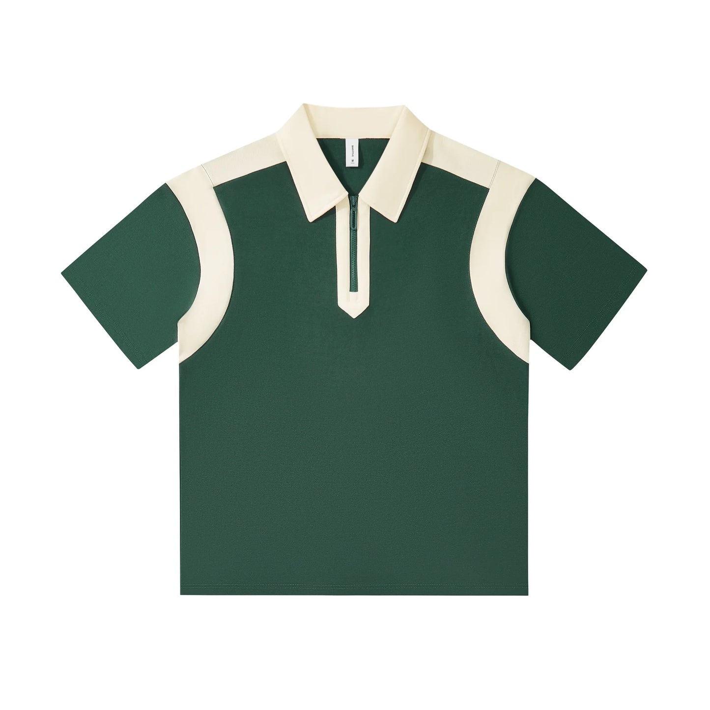 Heavy Quality 240g Color Matching Half Chest Zipper Casual Lapel Short Sleeve POLO Shirt for Men and Women