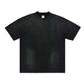 270G 100% Cotton Washed Old Retro Short Sleeve American Spray Monkey Wash Worn Small High Collar Round Collar Men's T-shirt