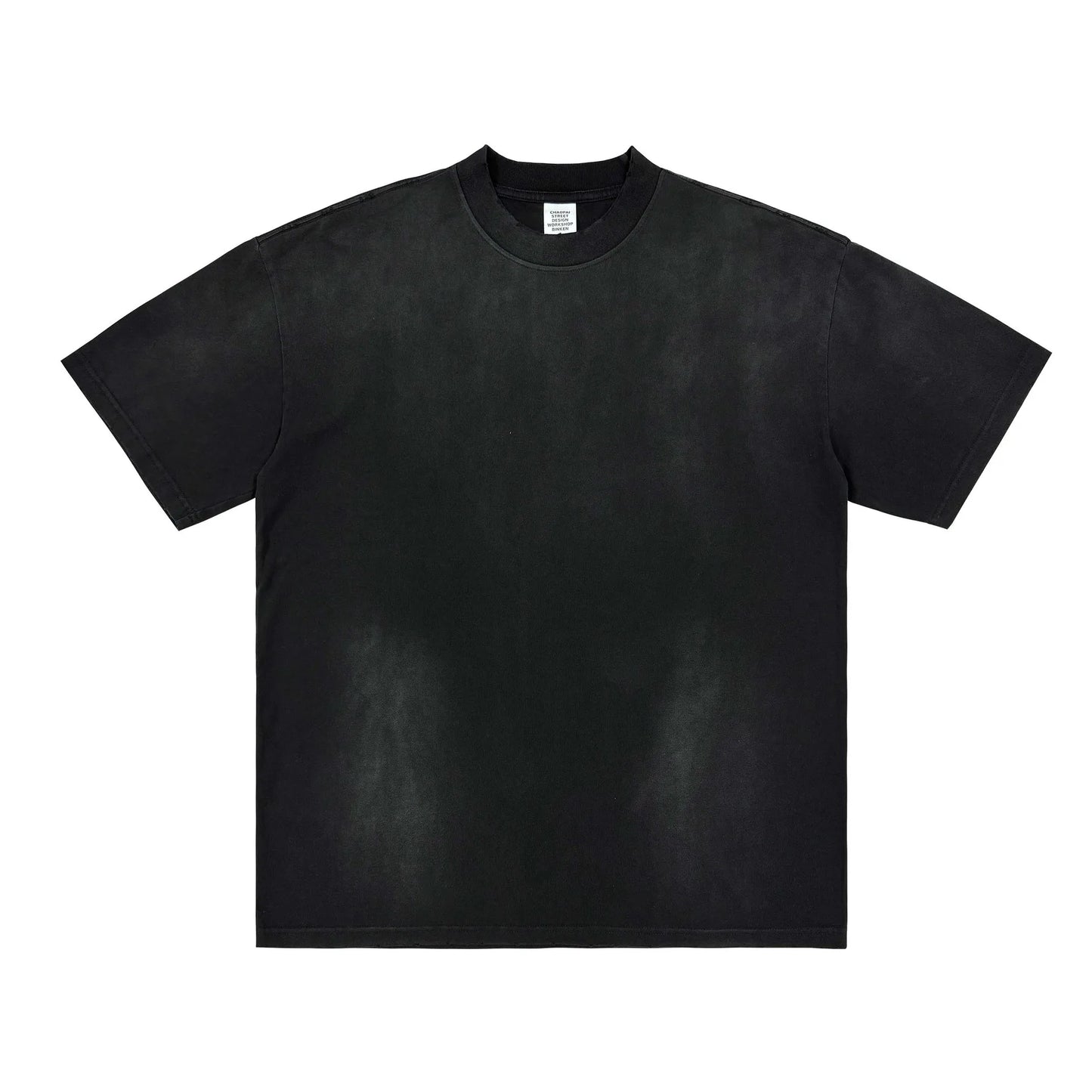 270G 100% Cotton Washed Old Retro Short Sleeve American Spray Monkey Wash Worn Small High Collar Round Collar Men's T-shirt