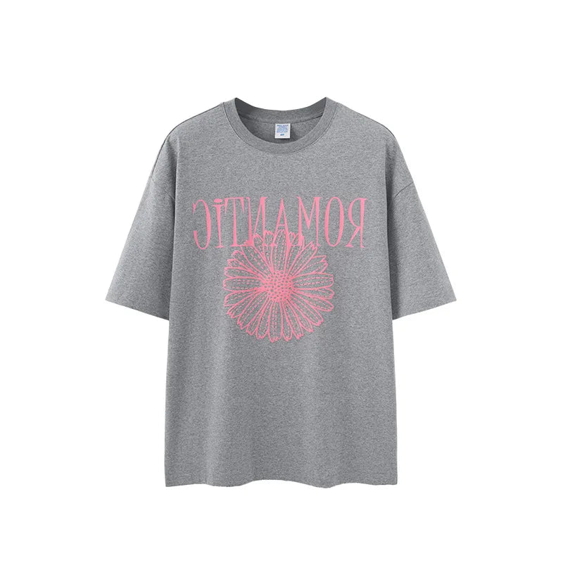 2026 Spring and Summer 100% Cotton 200G Foamed Printed T-shirt New American Street Trend Loose Print Base Short Sleeves