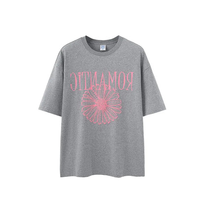 2026 Spring and Summer 100% Cotton 200G Foamed Printed T-shirt New American Street Trend Loose Print Base Short Sleeves