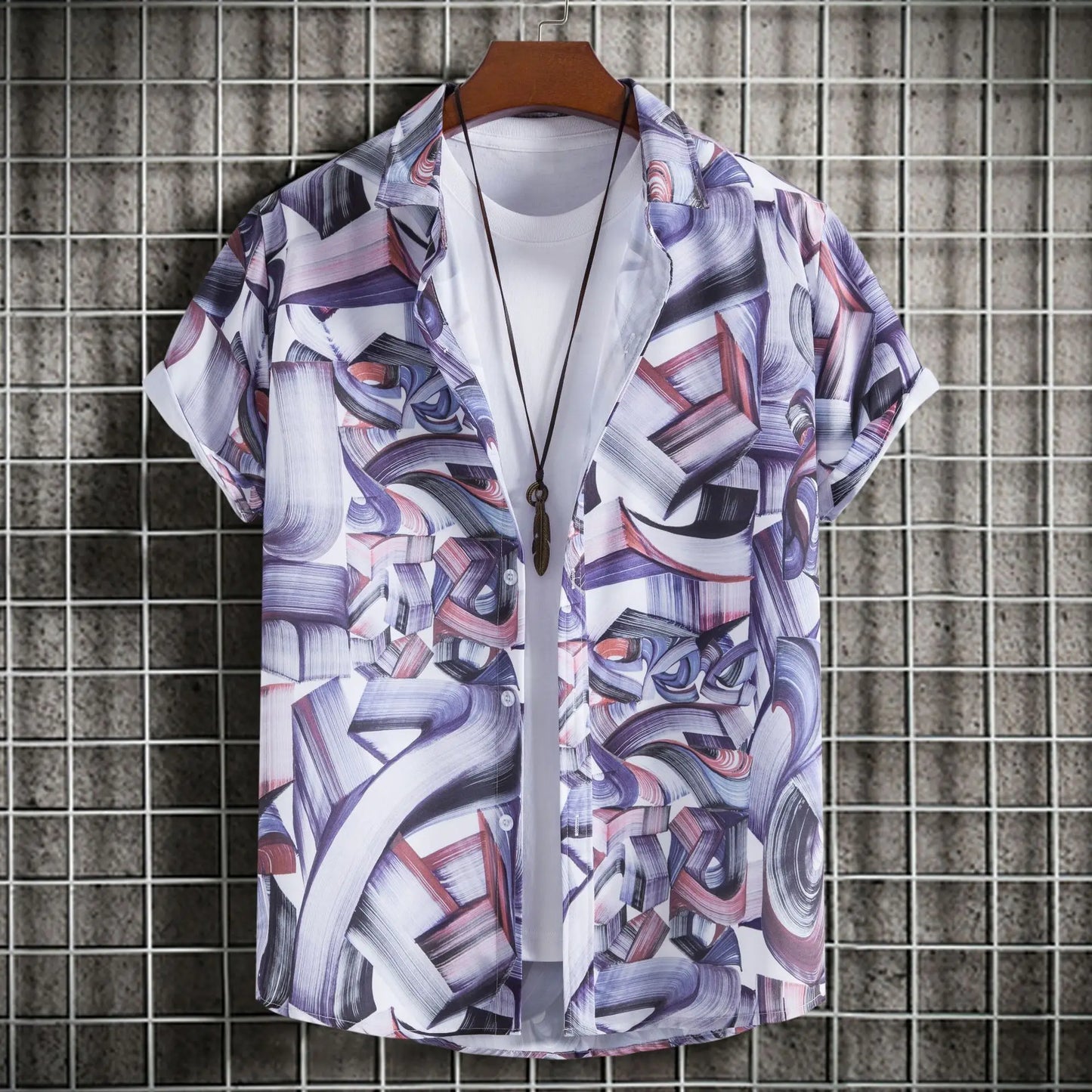 Abstract Art Men's Shirt | Minimalist Brush Stroke Short Sleeve Shirts