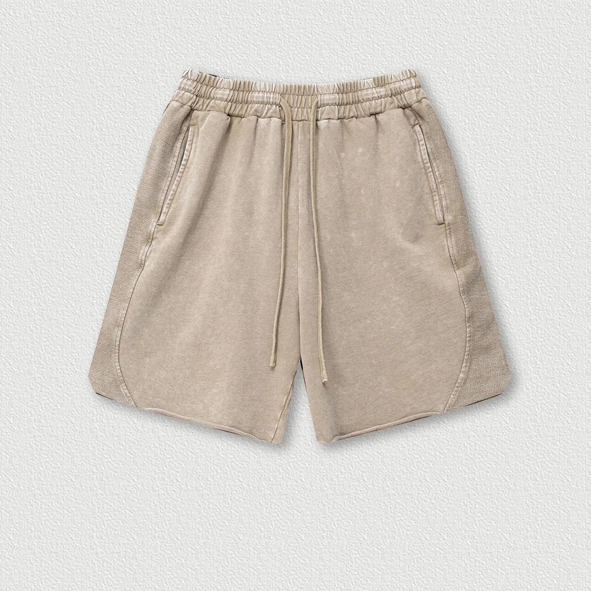 330 Grams 100% Cotton Custom logo High Street Batik Washed Old Men's Shorts Loose Mid-Pants Men Fashion Brand Casual Shorts