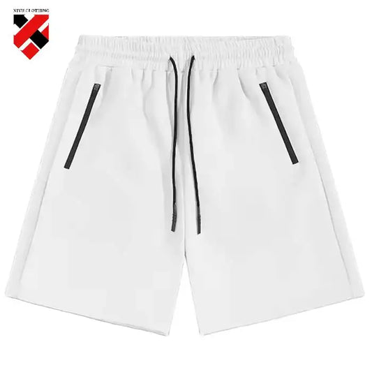 Wholesale Men's French Terry Solid Color Drawstring Breathable Custom Street Wear Side Pocket Mid Waist Print Shorts