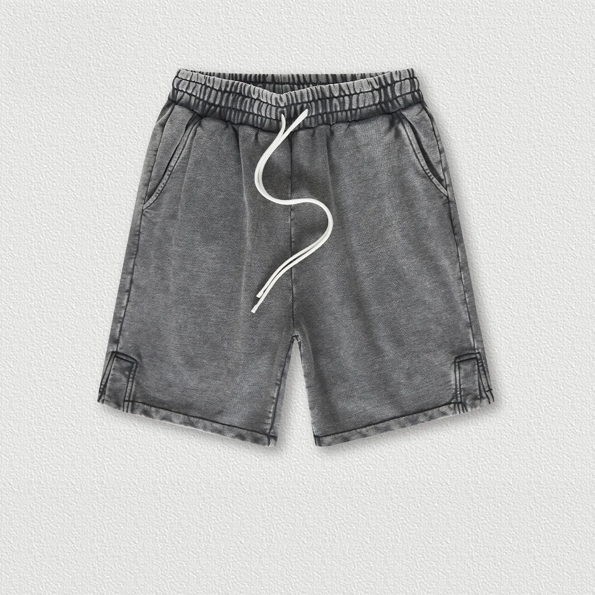 350 Grams 100% Cotton Custom Logo Heavy Weight Retro Wash-slit American Trendy Brand Men's Five-point Pants Men's Shorts