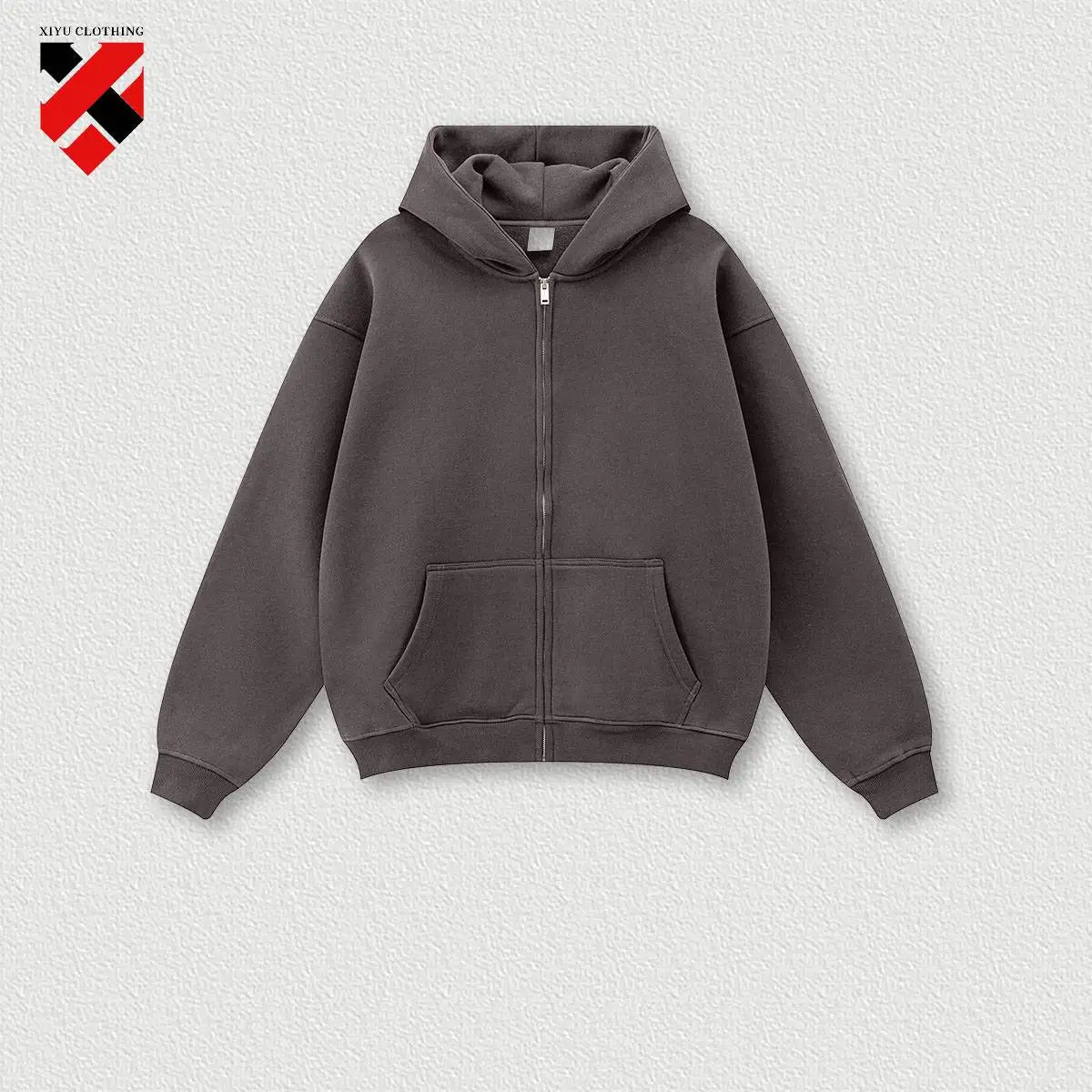 345G Custom Logo Heavyweight Men's Casual Hoodie Velvet Hooded Cardigan Sweatshirt Suit Men's  Plus Size Trendy Hoodie