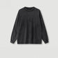 250G 100% Cotton Heavy Weight High Street Reverse Stitching Oversize Retro Men's Round Neck Washed Long Sleeve T-shirt