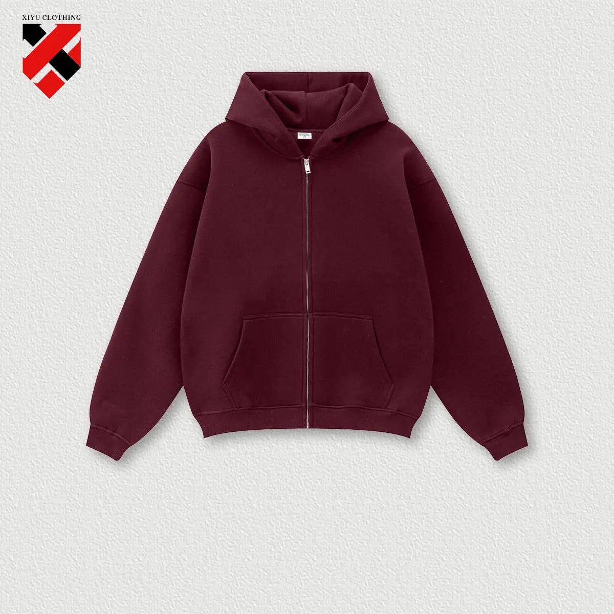 345G Custom Logo Heavyweight Men's Casual Hoodie Velvet Hooded Cardigan Sweatshirt Suit Men's  Plus Size Trendy Hoodie