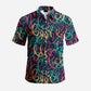 American Retro Floral Men's Short-Sleeved Casual Shirt 100% Polyester Hawaiian Style Summer Thin Loose Fit Handsome Shirts