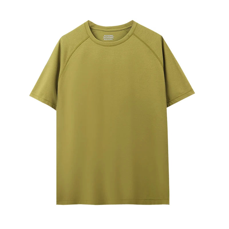 Stock Breathable Quick Dry Anti-UV O-Neck Pullover Knitted Size Loose Fit Short Sleeve Solid Color Casual Sports Style Men