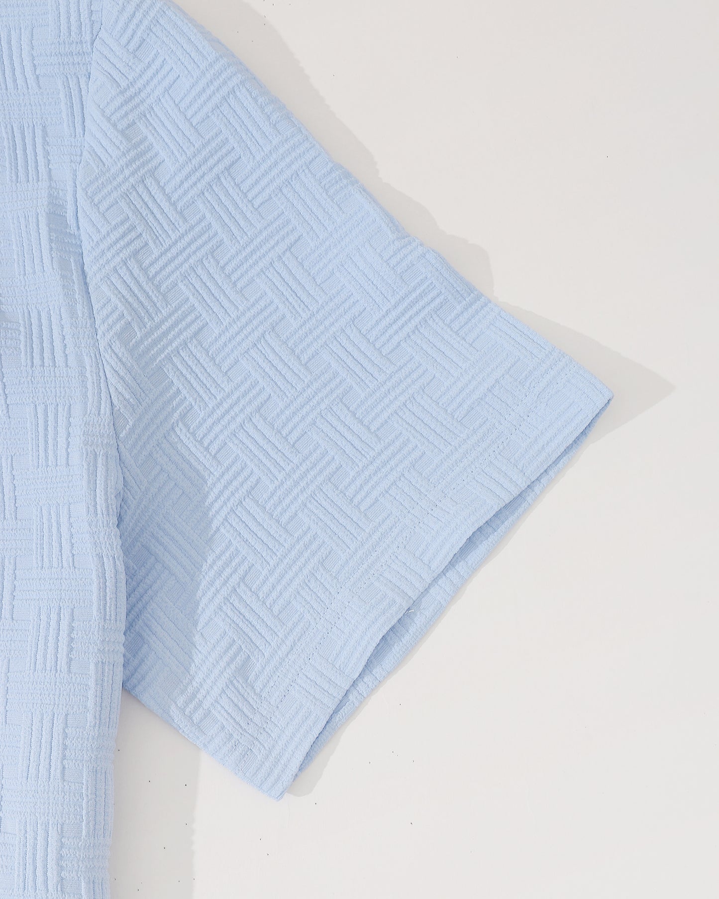 Light Blue Woven Texture Polo Shirt - Breathable & Classic