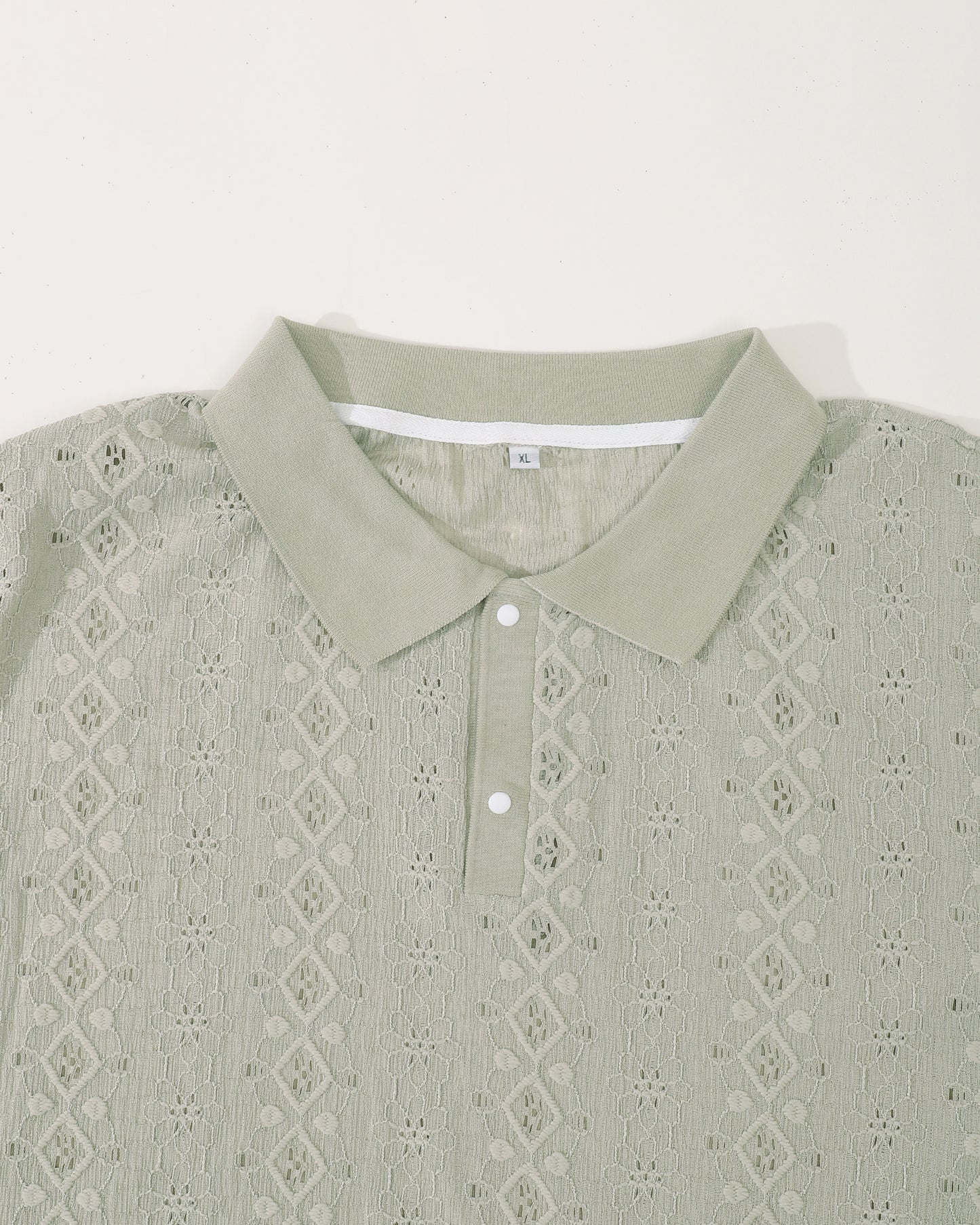 Intricate Jacquard Polo Shirt for Men: Diamond & Floral Pattern Golf Top