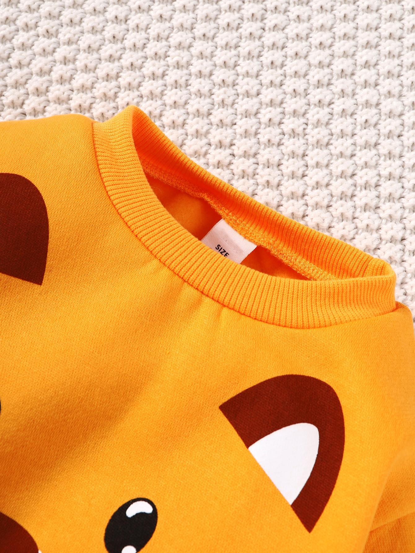 Baby Boys Outfits Cat Long Sleeve Winter Tops Elastic Pants 2Pcs Clothes Set Yellow GS112208456