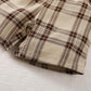 Ready Stock Baby Boys Clothes Bow Tie Turn-down Collar Pocket Shirts Elastic Plaid Shorts 2Pcs Summer Gentle Outfits Apricot 222212307