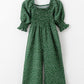 Jumpsuit For Baby Girls Bubble Sleeve Wave Point One Piece Green Little Girls ZX-221Y057