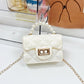 Kids fashion Girls'  Pearl Jelly Handbag Sweet and Versatile PVC Lingge Chain Zero Wallet B2304111