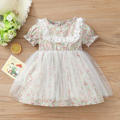 Baby Girls Dress Floral Print Gauze Dress One Piece Summer Dress 112111477