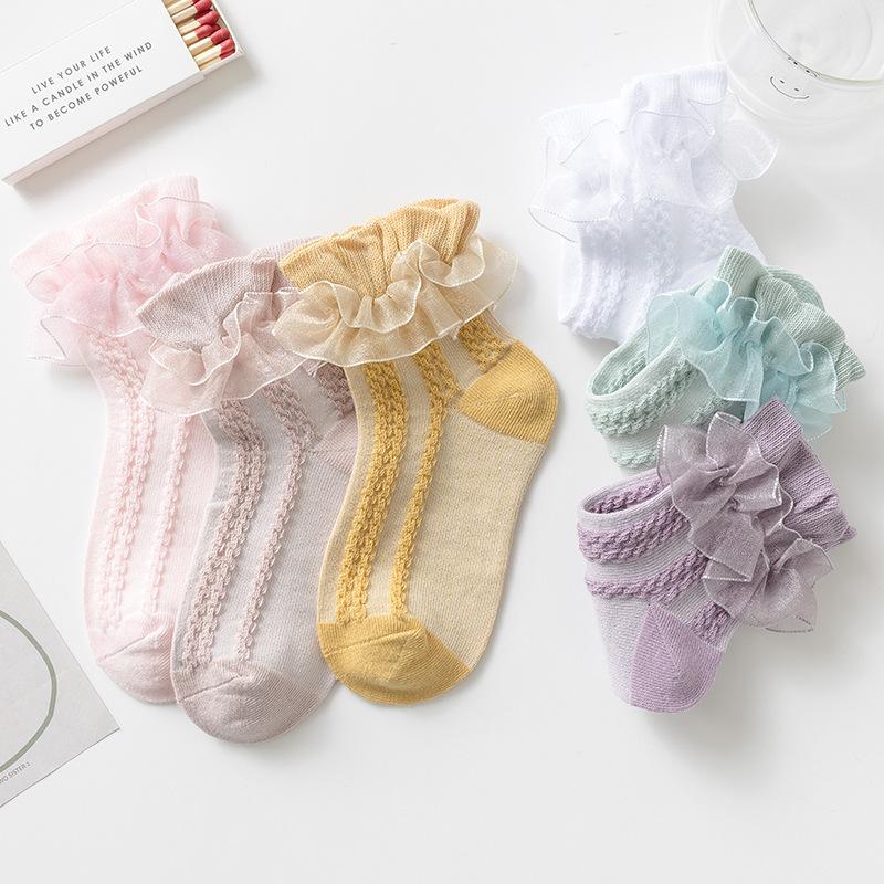 Kids Fashion  Girls Socks Double Lace Socks Princess Dancing baby Cotton Socks A23