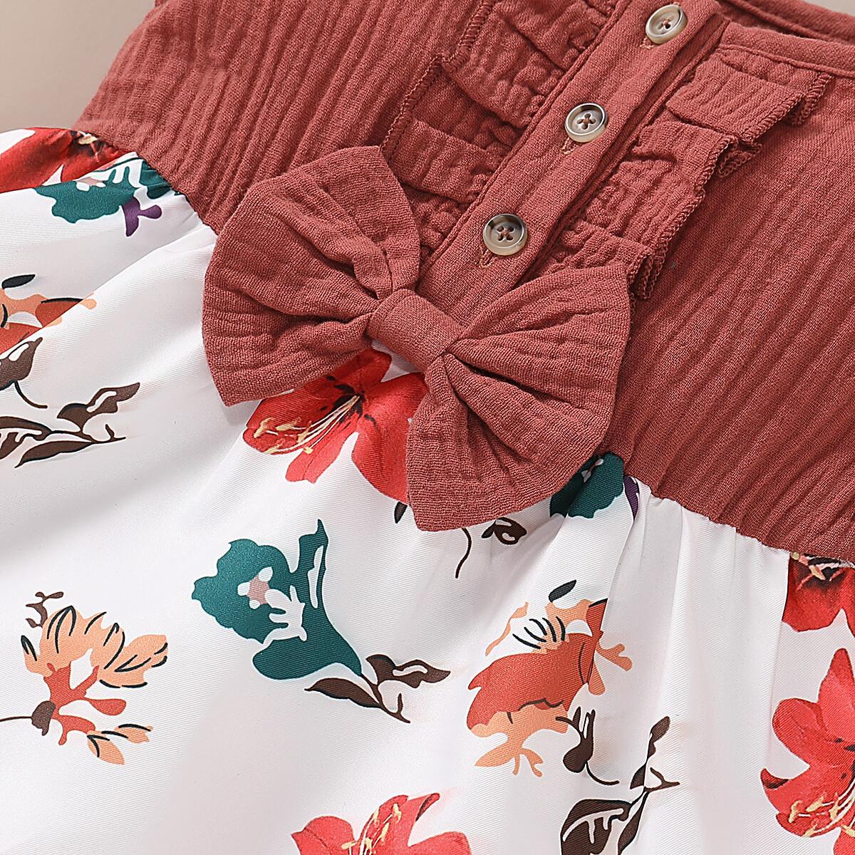 Baby Girl Dress Ruffle Short Sleeve Floral Dress Baby Girl Summer Dress Casual Dress Red SH1912622