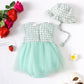 Kid Fashion Ready Stock Plaid Summer Sleeveless Splice Gauze Romper Dress With Hat 2Pcs ZX-ZB032