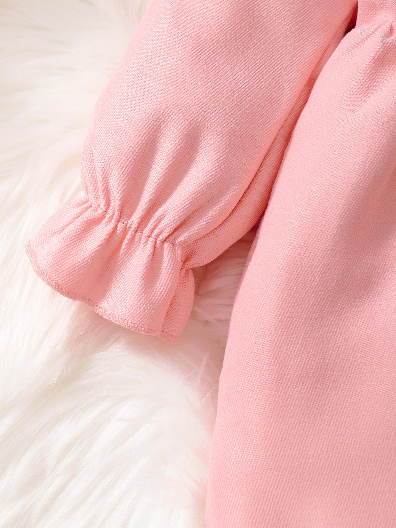 kid fashion Girl Clothes Girl Dress Long Sleeve Dress Ruffle Embroidered Floral Collar Dress  Fall Dress Pink 22009660-1