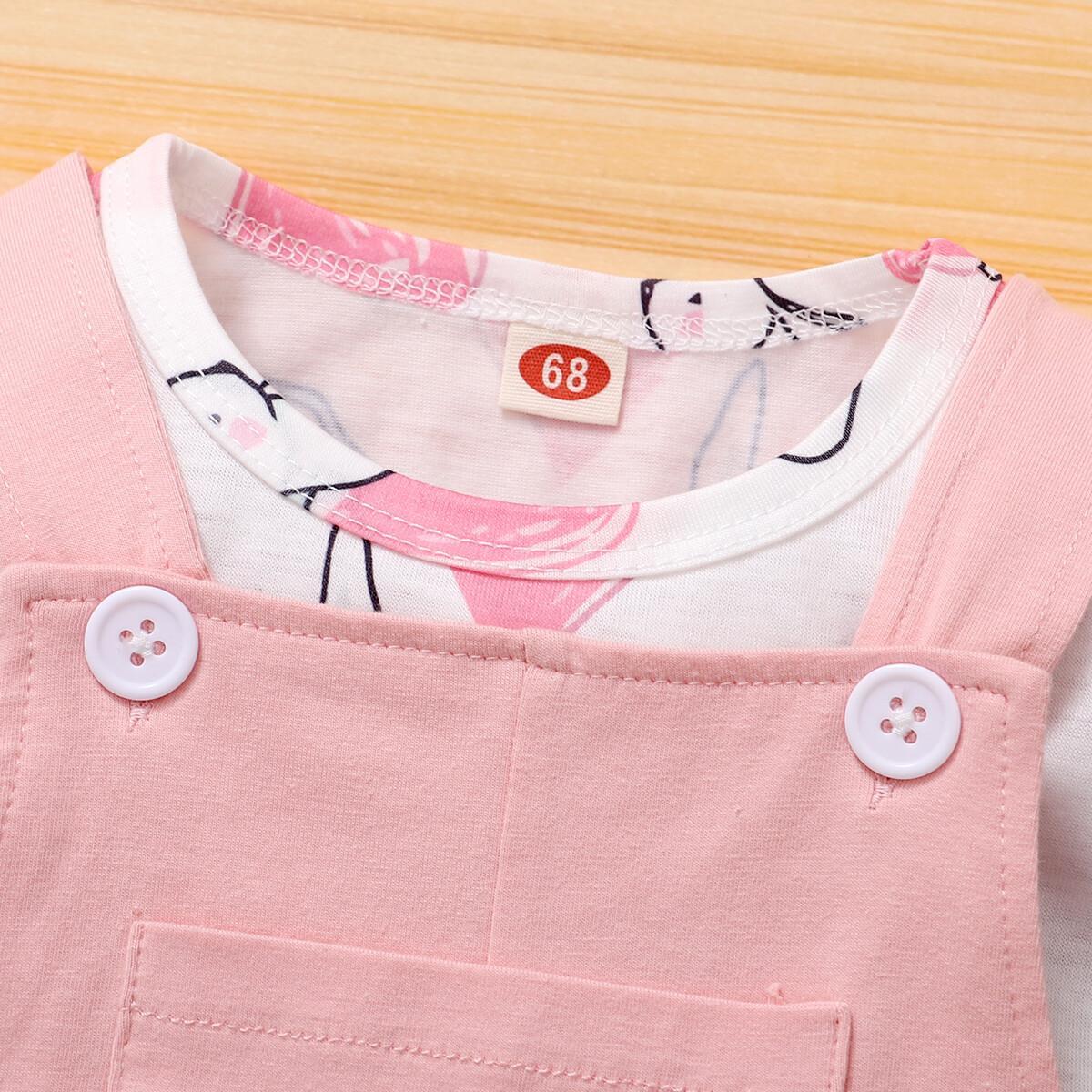 Newborn Baby Girl Clothes Short Sleeve Rabbits Print Shirt Top Shorts Overalls Set Baby Girl Summer Outfits22011265