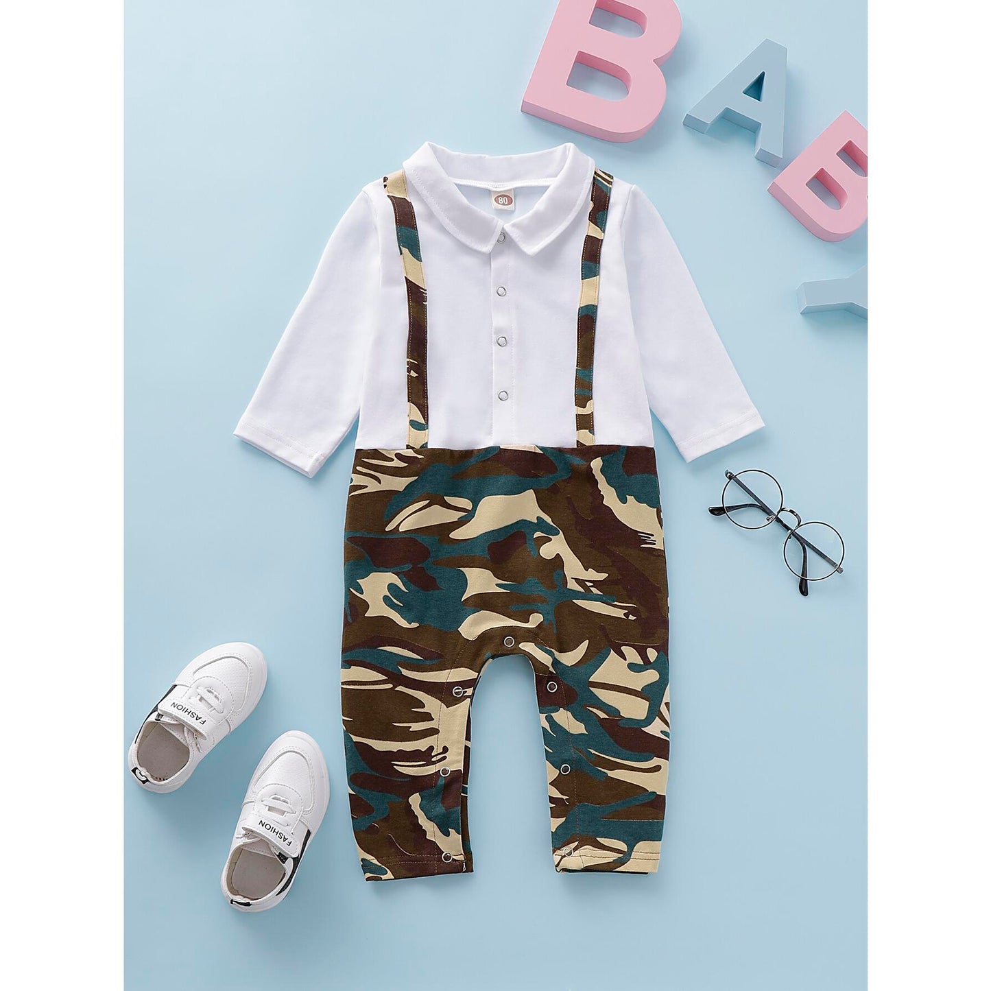 Infant Baby Boy Clothes Baby Boy Romper Long Sleeve Romper Camouflage One Piece Jumpsuit 197189