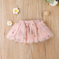 Baby Girls Outfits Straps Bow Tops For Summer Gauze Skirts 2Pcs Clothes Set Pink HE22325A
