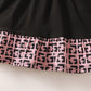 Ready Stock Kids Fashion Girls Dress Turn-down Collar Fashion Pattern Summer Dress Elastic Bow One Piece Party Dress Black 122212308