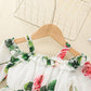 Baby Girls Dress Straps Floral Print Long Sleeve One Piece Sund Dress White SH10368B