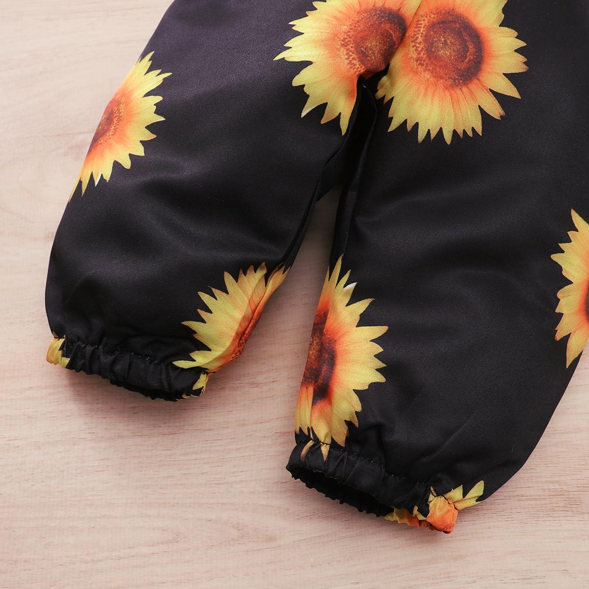 Baby Girls Clothes Girls Outfits Letter Print Romper Sunflower Winter Pants Headband 3Pcs Yellow YC2006514