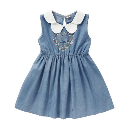 Kids Fashion Girls Clothes Little Girl Dress Sleeveless Letter Print Dress Little Girl Summer Casual Dress Blue YC2004142