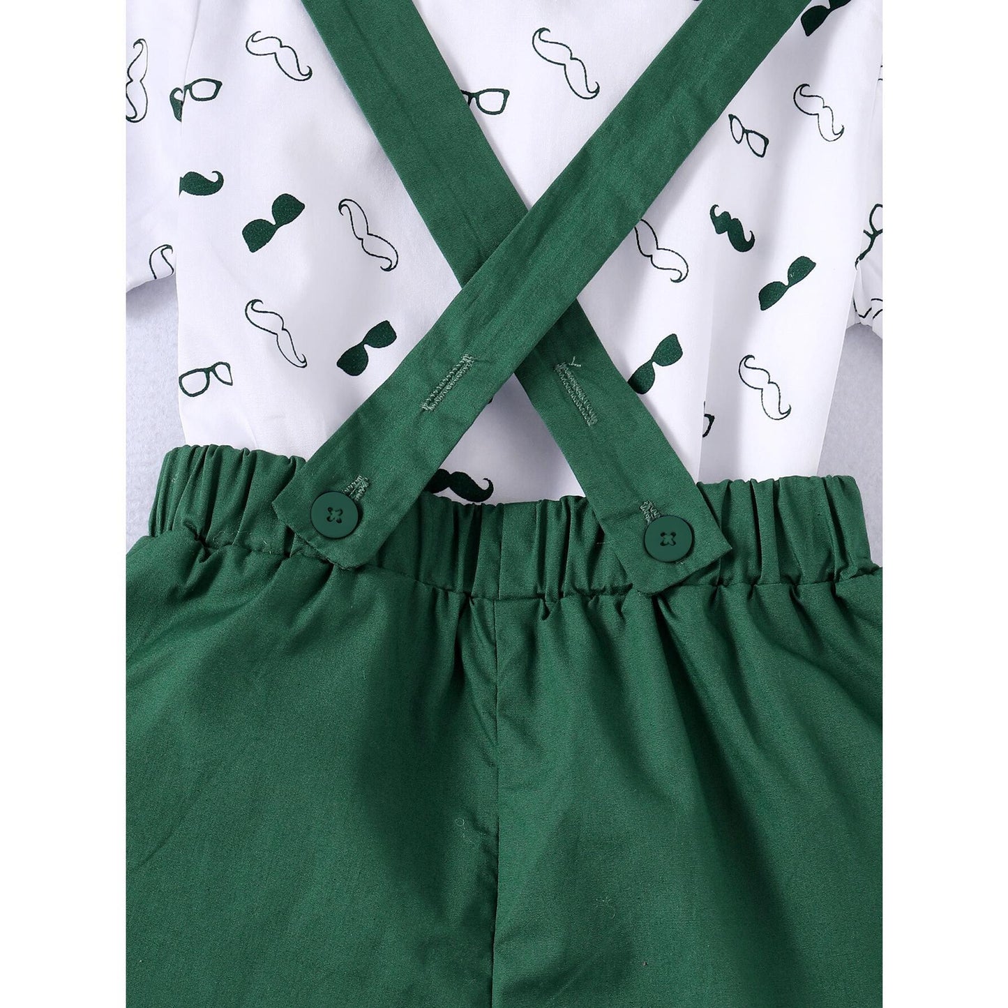 JOYSHOP Toddler Baby Boy Clothes Short Sleeve Beard Print Romper Top Shorts Overalls Set Baby Boy Summer Outfits Green 193449-3