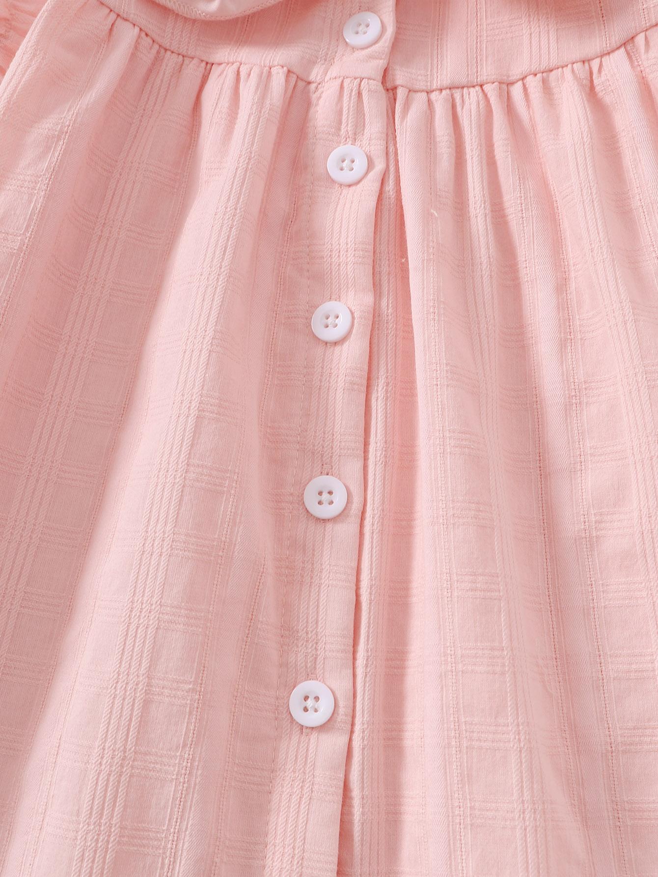 Baby Girls Dress Pure Color Doll Collar One Piece Sun Dress Pink F212111451-1