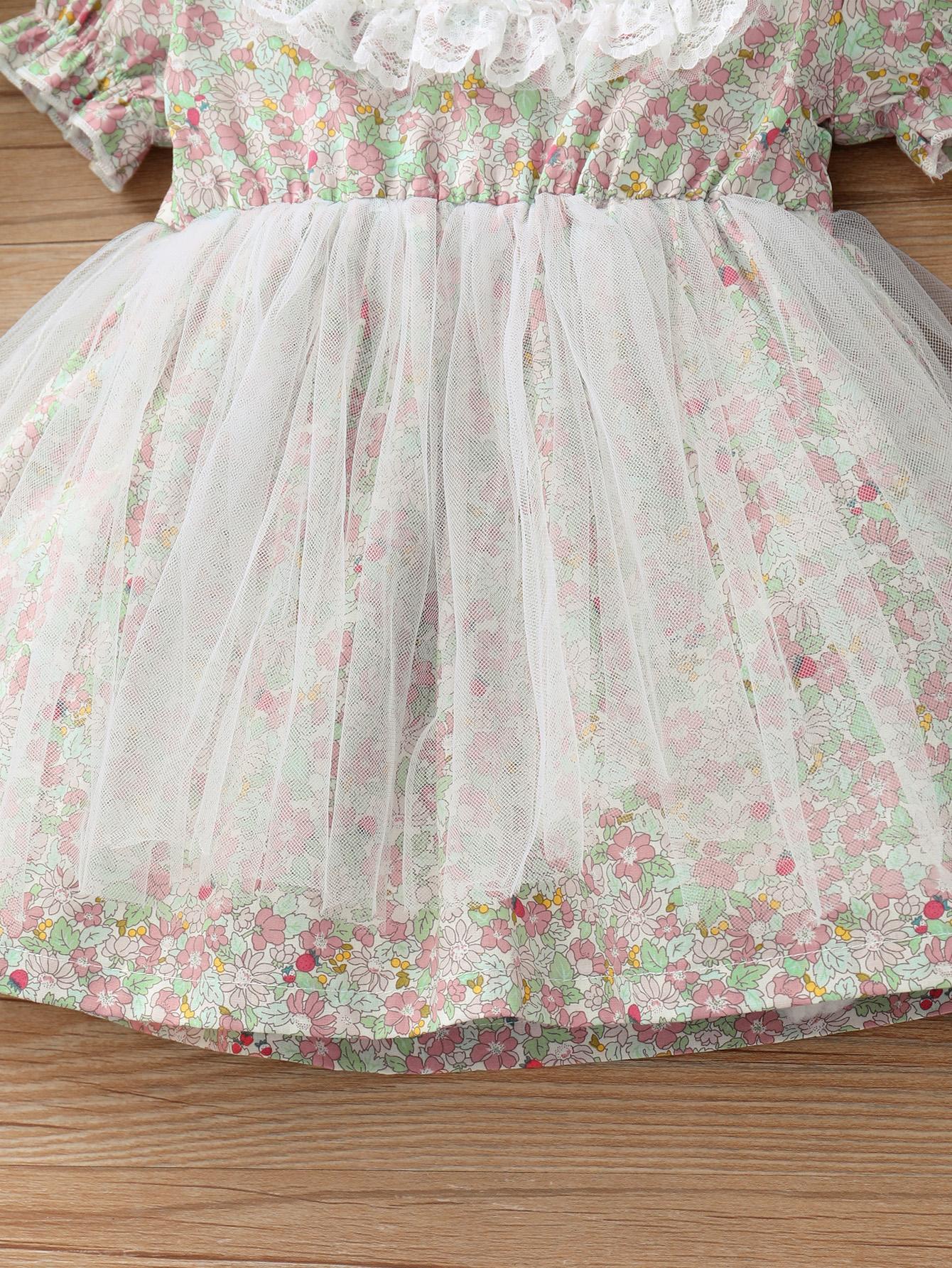 Baby Girls Dress Floral Print Gauze Dress One Piece Summer Dress 112111477
