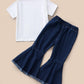 Baby Girls Clothes "ch!c" Spring Shirts Fall Bell-bottomed Pants 2Pcs Outfits White S112203451